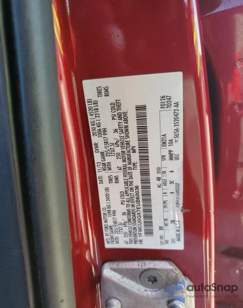 2014 Ford Escape Se from USA, damaged, VIN 1FMCU0GX7EUB60036